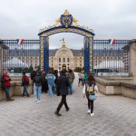 Paris, France, April 19, 2024: Tourists visit the Palace of the Invalides in Paris, France, a church with a golden dome that houses the tomb of Napoleon Bonaparte, EnrouteFrance