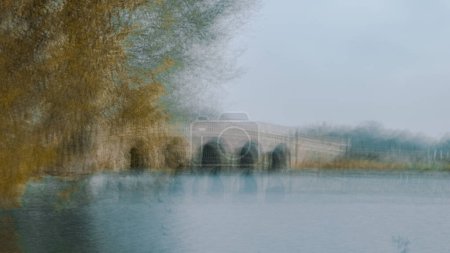 A bridge at Burton Constable with Intentional camera movement and multiple exposures