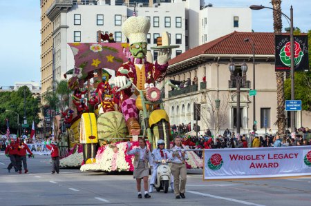 Photo for Pasadena, California, United States - January 2, 2023: Trader Joe's float shown at the 134th Rose Parade. - Royalty Free Image