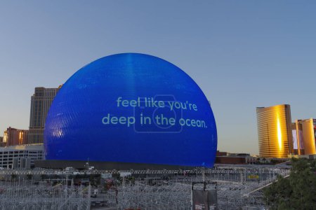 Photo for The Sphere at the Venetian Resort shown during construction in preparation for the upcoming Formula 1 Grand Prix. - Royalty Free Image