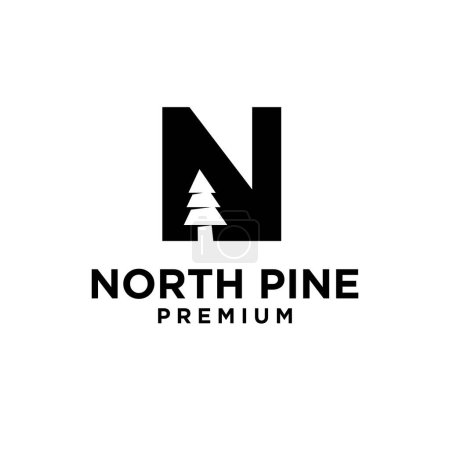 Illustration for Pine Tree letter initial logo icon design simple minimal - Royalty Free Image