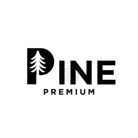 Illustration for Pine Tree letter initial logo icon design simple minimal - Royalty Free Image