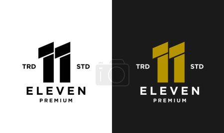 Téléchargez les illustrations : Eleven Initial number 11 icon design logo minimal template - en licence libre de droit