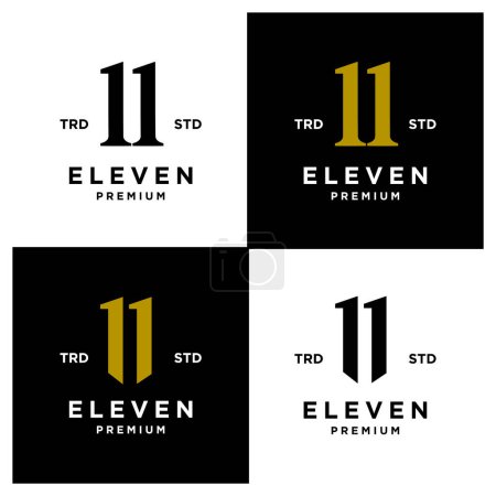 Ilustración de Eleven Initial number 11 icon design logo minimal template set collection - Imagen libre de derechos