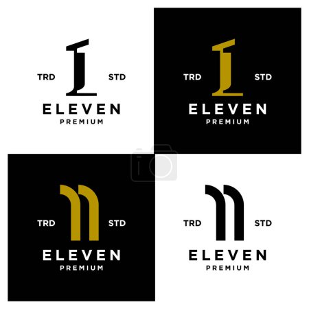 Téléchargez les illustrations : Eleven Initial number 11 icon design logo minimal template set collection - en licence libre de droit