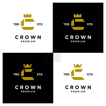 Téléchargez les illustrations : Crown letter C logo icon design template modern set collection - en licence libre de droit