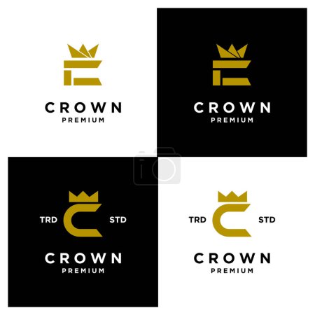 Ilustración de Crown letter C logo icon design template modern set collection - Imagen libre de derechos