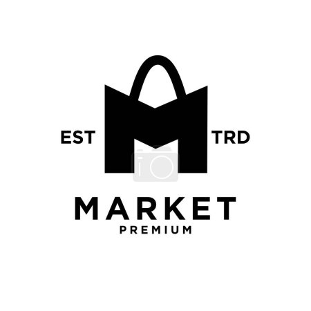 Illustration for Market shop bag initial M logo icon design template modern - Royalty Free Image