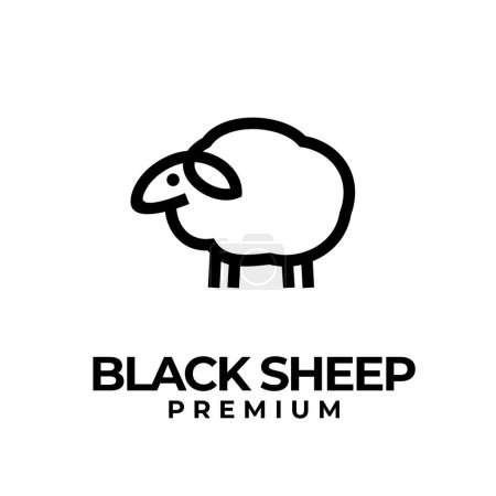 Téléchargez les illustrations : Ligne de mouton noir logo icône illustration de conception - en licence libre de droit