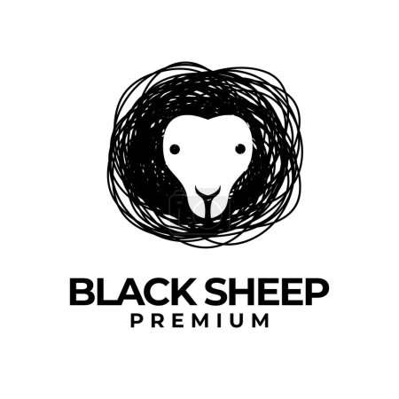 Illustration for Black Sheep line logo icon design illustration - Royalty Free Image