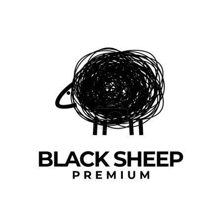 Illustration for Black Sheep line logo icon design illustration - Royalty Free Image