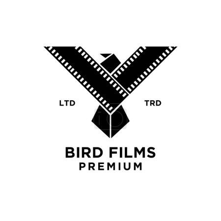 Téléchargez les illustrations : Film bande oiseau logo icône modèle de conception - en licence libre de droit