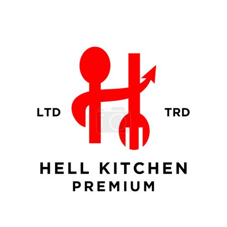 Illustration for Evil hell kitchen restaurant logo icon design template - Royalty Free Image