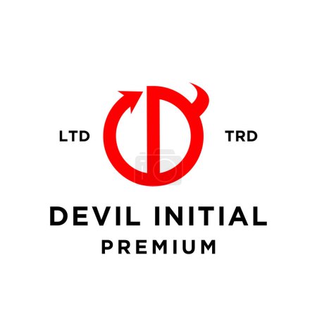 Ilustración de Diablo infierno logotipo inicial icono diseño ilustración - Imagen libre de derechos