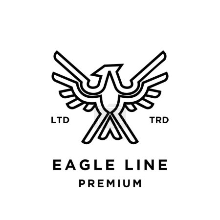 Téléchargez les illustrations : Modèle abstrait d'illustration de conception d'icône Eagle Line - en licence libre de droit