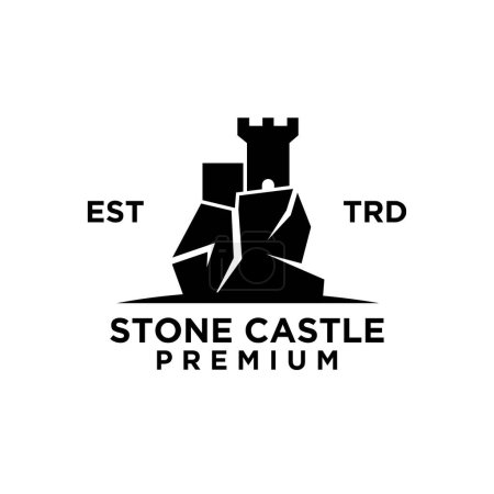Téléchargez les illustrations : Château en pierre forteresse logo icône conception illustration modèle - en licence libre de droit