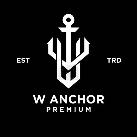 Illustration for W Anchor letter initial design icon logo - Royalty Free Image