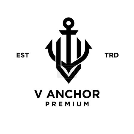 Illustration for V Anchor letter initial design icon logo - Royalty Free Image