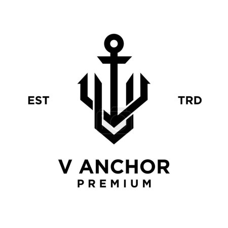 Illustration for V Anchor letter initial design icon logo - Royalty Free Image