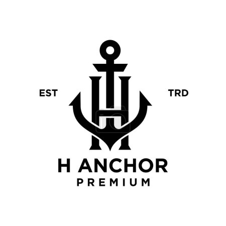 Illustration for H Anchor letter initial design icon logo - Royalty Free Image