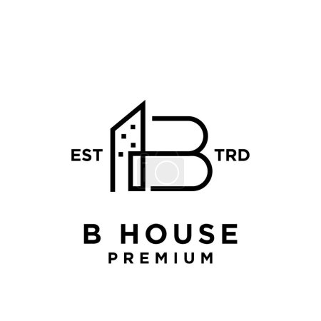 Illustration for B House minimalist line logo icon design template - Royalty Free Image