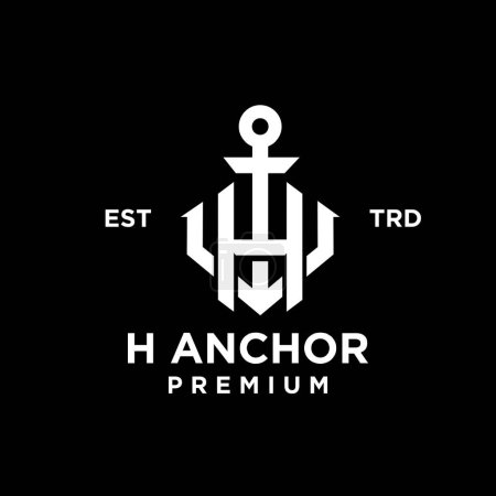 Illustration for H Anchor letter initial design icon logo - Royalty Free Image