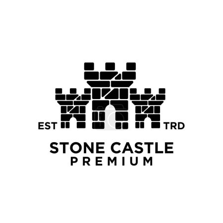 Ilustración de Castillo de piedra fortaleza logotipo icono diseño ilustración plantilla - Imagen libre de derechos