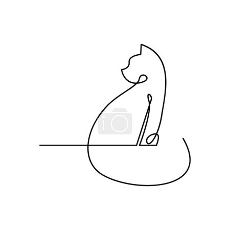 Téléchargez les illustrations : Modèle d'illustration de conception d'icône Cat Single Line - en licence libre de droit