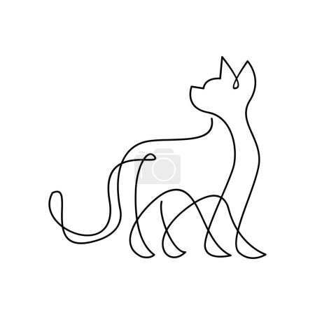 Modèle d'illustration de conception d'icône Cat Single Line