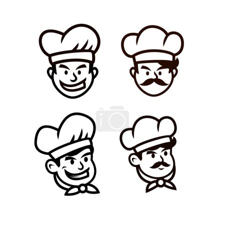 Téléchargez les illustrations : Chef restaurant mascotte icône design illustration - en licence libre de droit
