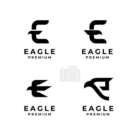 Ilustración de E carta águila conjunto colección icono diseño ilustración - Imagen libre de derechos