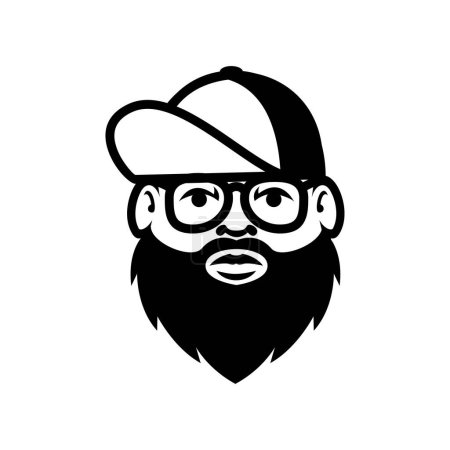 Illustration for Fat Bald Beard Man mascot illustration template - Royalty Free Image