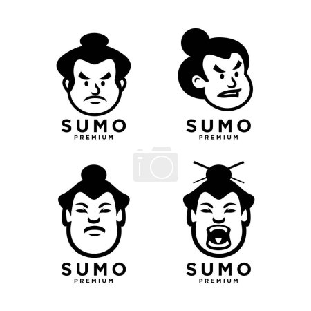 Illustration for Sumo set collection mascot icon design illustration template - Royalty Free Image