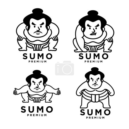 Téléchargez les illustrations : Sumo set collection mascotte icône conception illustration modèle - en licence libre de droit