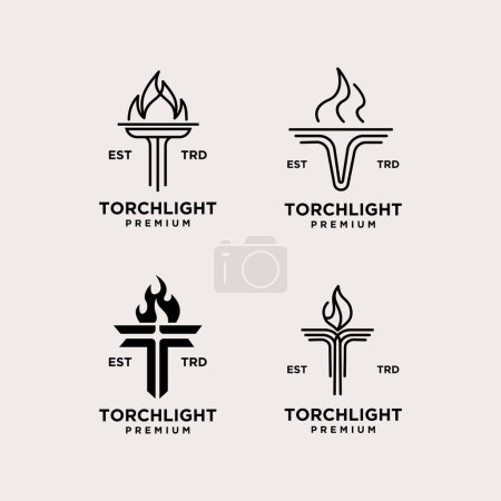 Ilustración de Torch Letter T set icon design illustration Plantilla - Imagen libre de derechos