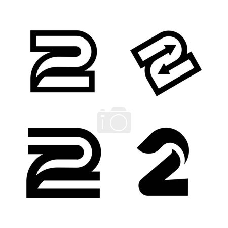 Illustration for Two 2 logo letter monogram minimal modern design template - Royalty Free Image