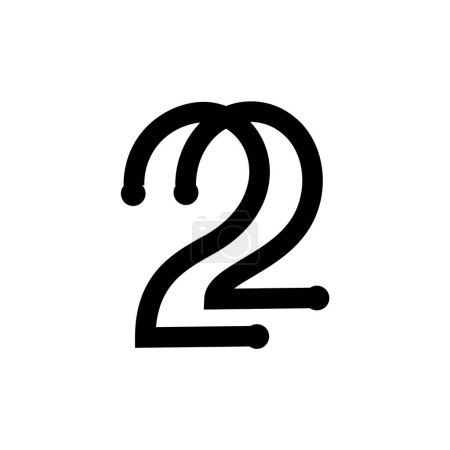 Téléchargez les illustrations : Modèle de conception d'icône de logo monogramme de 22 lettres - en licence libre de droit