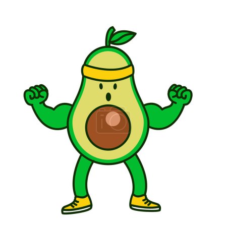 Illustration for Avocado workout cute character illustration template - Royalty Free Image