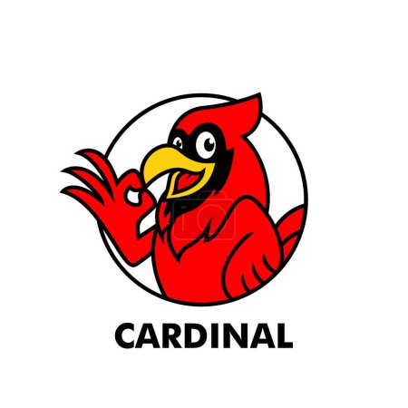 Téléchargez les illustrations : Modèle d'illustration de conception d'icône de mascotte cardinal - en licence libre de droit