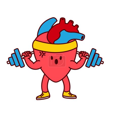 Illustration for Hearth organ Cute workout mascot illustration template - Royalty Free Image