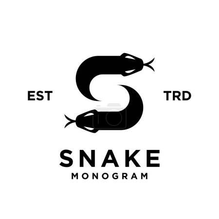 Téléchargez les illustrations : S Modèle de conception d'icône de lettre initiale de serpent - en licence libre de droit