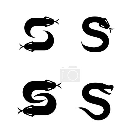 Téléchargez les illustrations : S Serpent lettre initiale icône design template set collection - en licence libre de droit