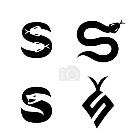 Ilustración de S Serpiente inicial carta icono diseño plantilla conjunto colección - Imagen libre de derechos