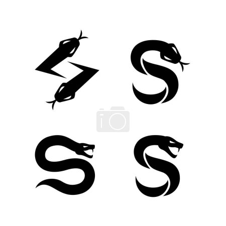 Téléchargez les illustrations : S Serpent lettre initiale icône design template set collection - en licence libre de droit