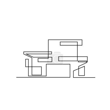 Téléchargez les illustrations : Architecture maison ligne illustration modèle de conception - en licence libre de droit