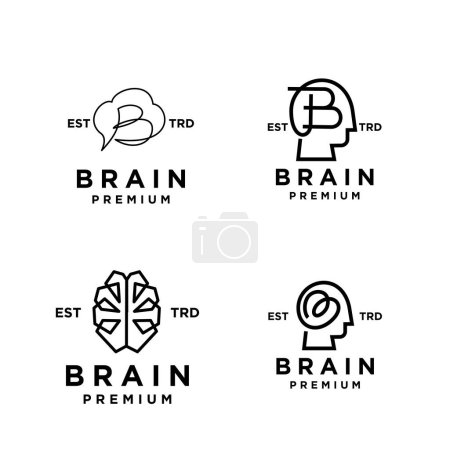 Téléchargez les illustrations : Cerveau B Modèle d'illustration de conception d'icône lettre - en licence libre de droit