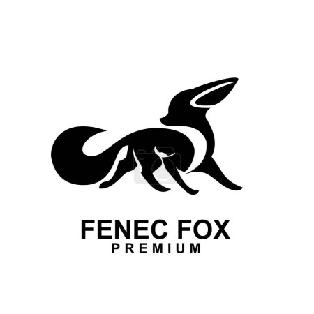 Illustration for Fennec fox icon design illustration negative black white template - Royalty Free Image