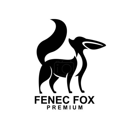 Ilustración de Fennec zorro icono diseño ilustración negativo negro blanco plantilla - Imagen libre de derechos