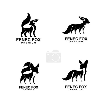 Illustration for Fennec fox icon design illustration negative black white template - Royalty Free Image