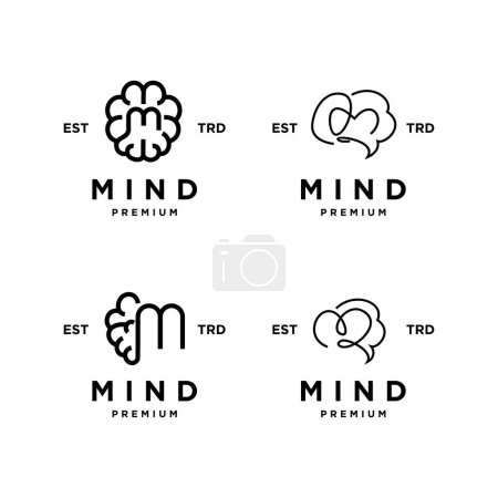 Illustration for Brain mind m Letter icon design illustration template - Royalty Free Image